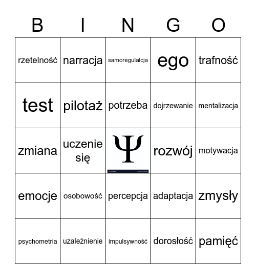 psychologia Bingo Card