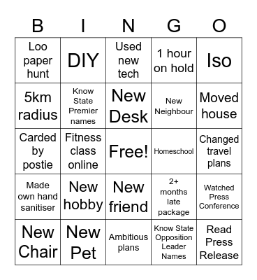 WFH Bingo Card
