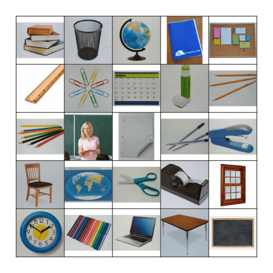 Classroom Words Bingo Card