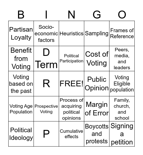Participation and Public Opinion Bingo Card