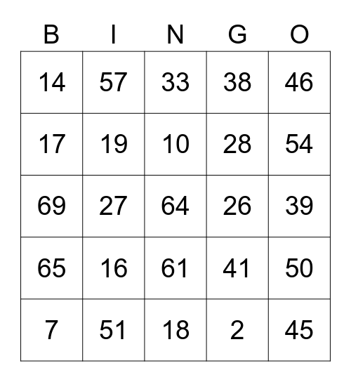 Abraham Round 2 (Numbers) Bingo Card