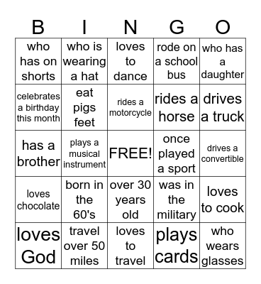 Human Bingo Card