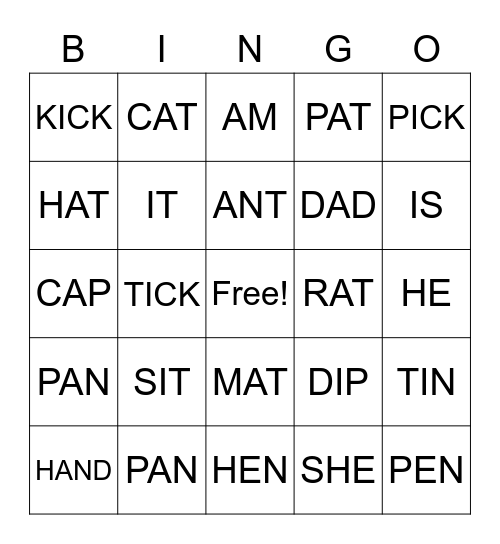 Jolly Phonics Group 1 and 2 Bingo Card