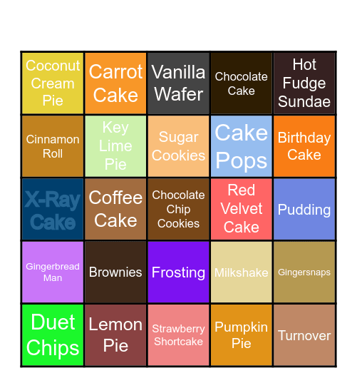 Desserts Bingo Card