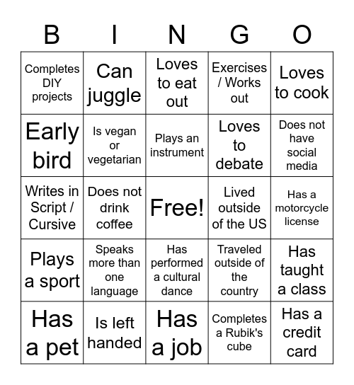 BINGO Card