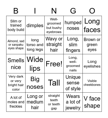 What i am attracted to 😍 Bingo Card