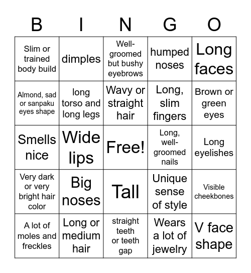 What i am attracted to 😍 Bingo Card