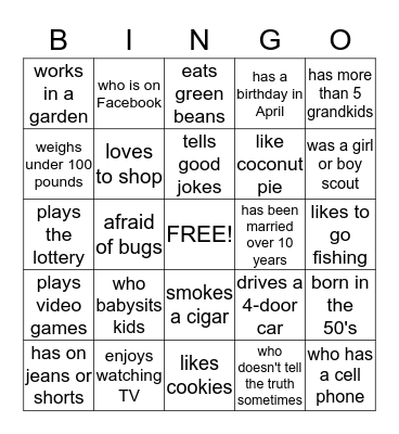 Human Bingo Card