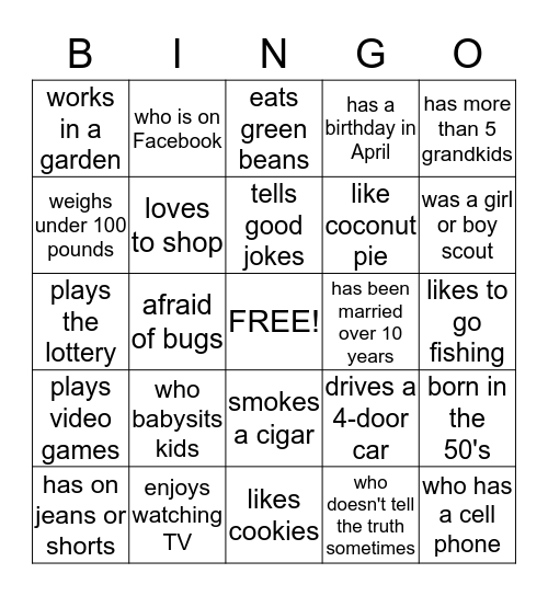 Human Bingo Card