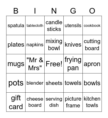 Wedding Shower for Taylor and Matt Bingo Card