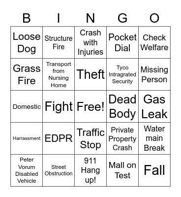 Dispatcher Bingo Card