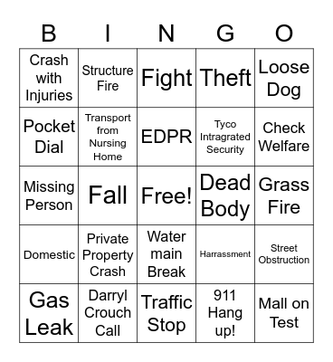 Dispatcher Bingo Card