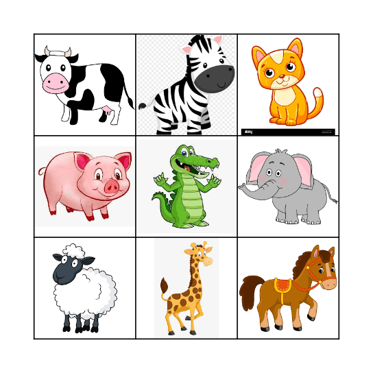 Animals Bingo Card