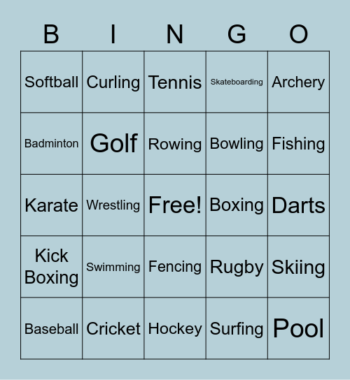 Sports BINGO Card