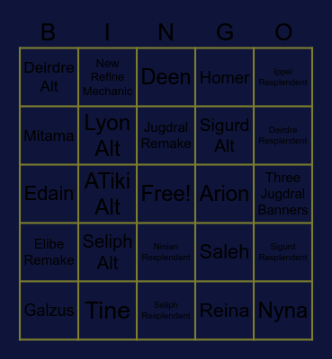 FEH 2022 Bingo Card