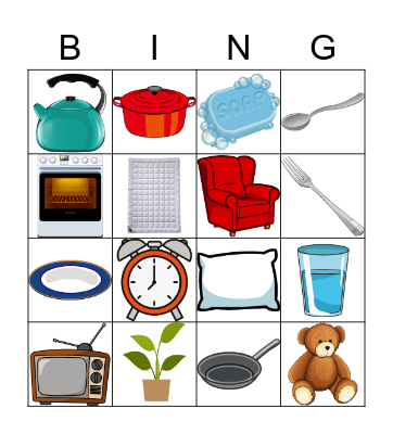 חפצים בבית Bingo Card