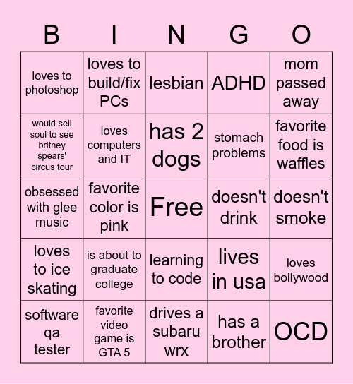 Stephanie's Bingo Card