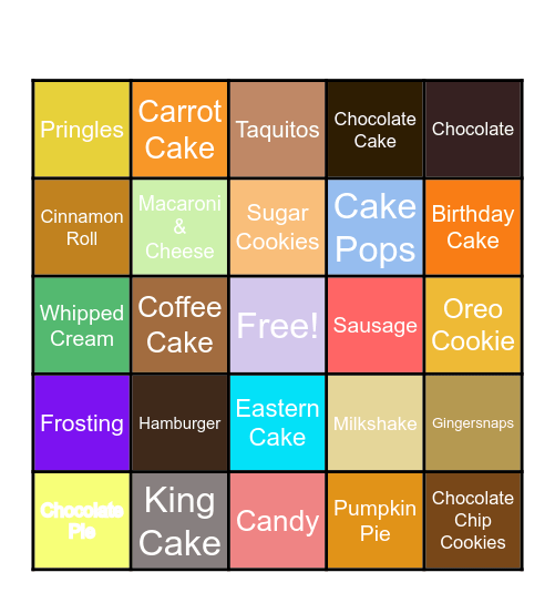 Desserts Bingo Card