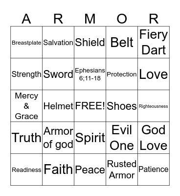 THE ARMOR OF GOD Bingo Card