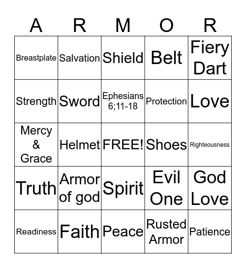 THE ARMOR OF GOD Bingo Card