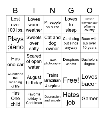 Katie's BINGO Card