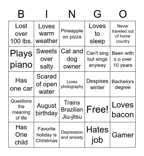 Katie's BINGO Card