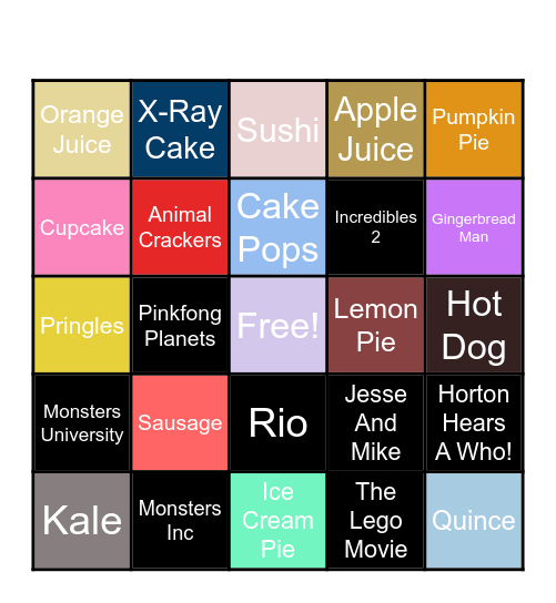 Desserts Bingo Card