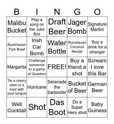 Beach Haus Bar Bingo Card
