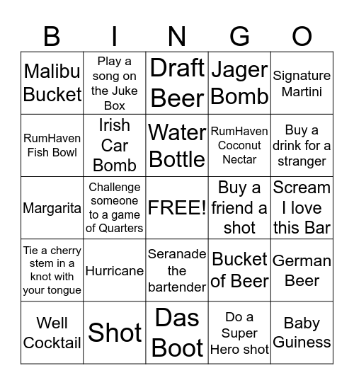 Beach Haus Bar Bingo Card