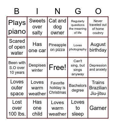Untitled Bingo Card