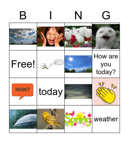 Spring and weather Bingo Card