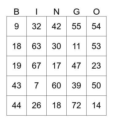 Friends of the Library - Bingo Card