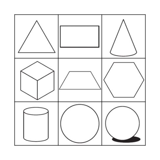 2D and 3D Shapes Bingo Card