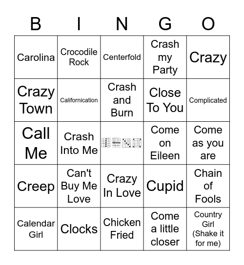 Songs that start with "C" Bingo Card