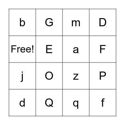 Alphabet Bingo Card