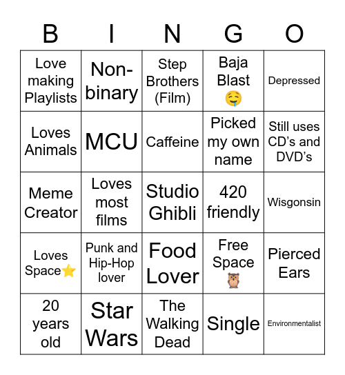 Ezra Bingo Card