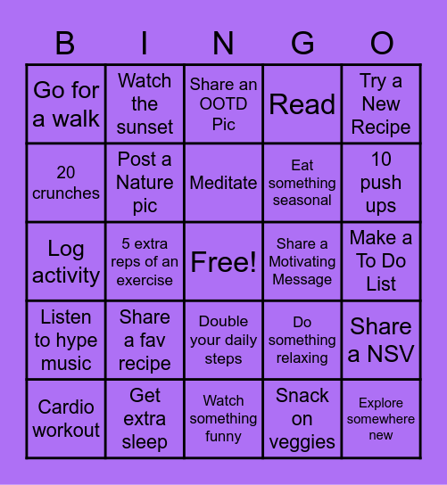 FINAL WEEK BINGO Card