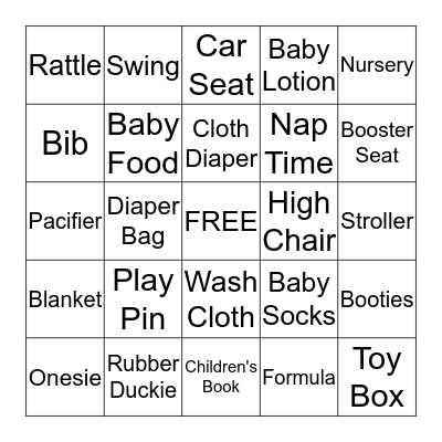 Baby Shower Bingo Card
