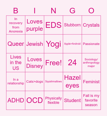 Becca's Bingo Card