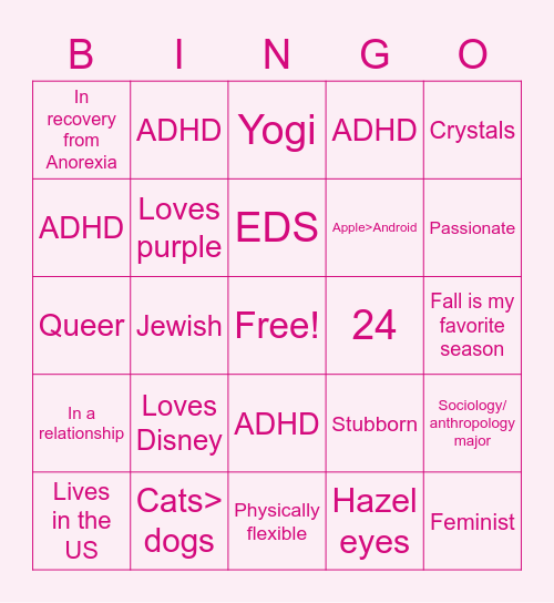 Becca's Bingo Card