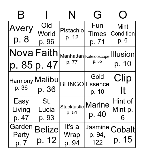 BLINGO BINGO Card