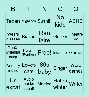 Gina Bingo! Bingo Card