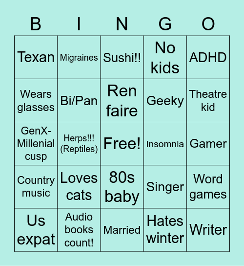 Gina Bingo! Bingo Card