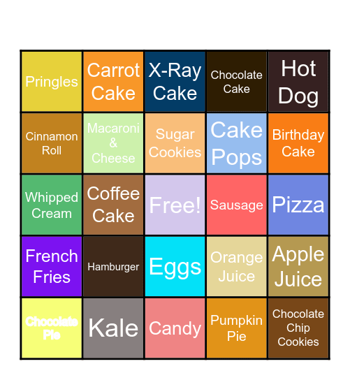 Desserts Bingo Card