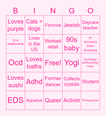 Becca's Bingo Card