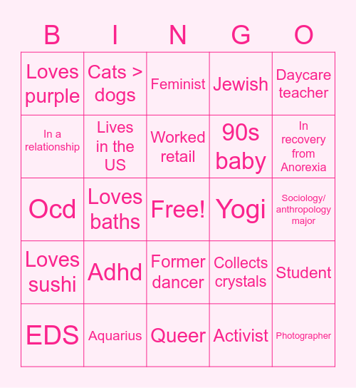 Becca's Bingo Card