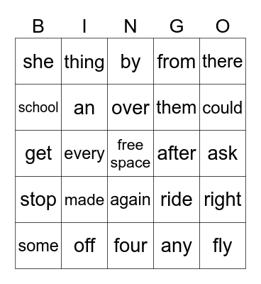 Sight Word Set 7 & 8 Bingo Card