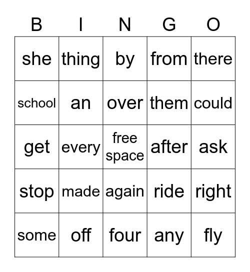 Sight Word Set 7 & 8 Bingo Card