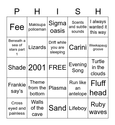 Casey's PHEXICO Bingo Card