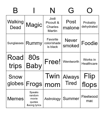 Brandy Bingo Card